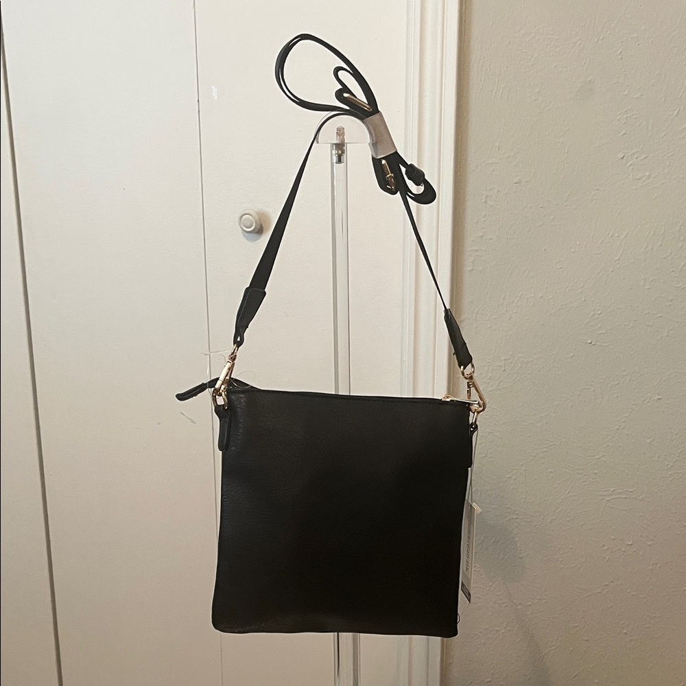 Donna & Becky Black Vegan Leather Esther Crossbody Purse NWT Adjustable Strap - Picture 3 of 12